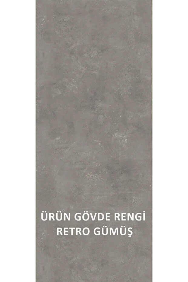 Gümüş 65 Cm Lavabolu Banyo Dolabı Retro Gümüş-beyaz Seramik Lavabo Dahil